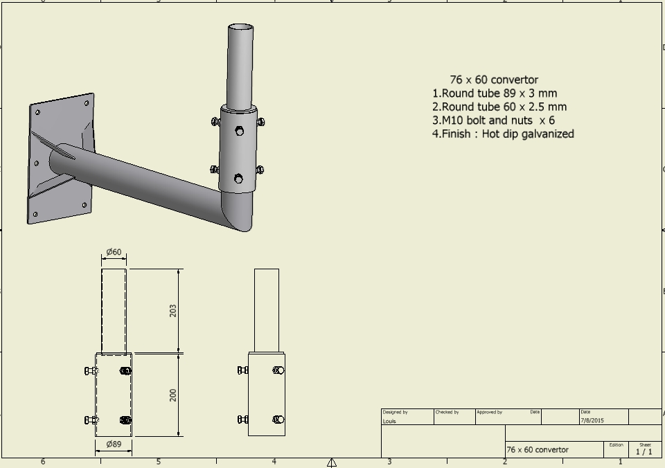 76cm to 60cm Pipe Diameter convertor